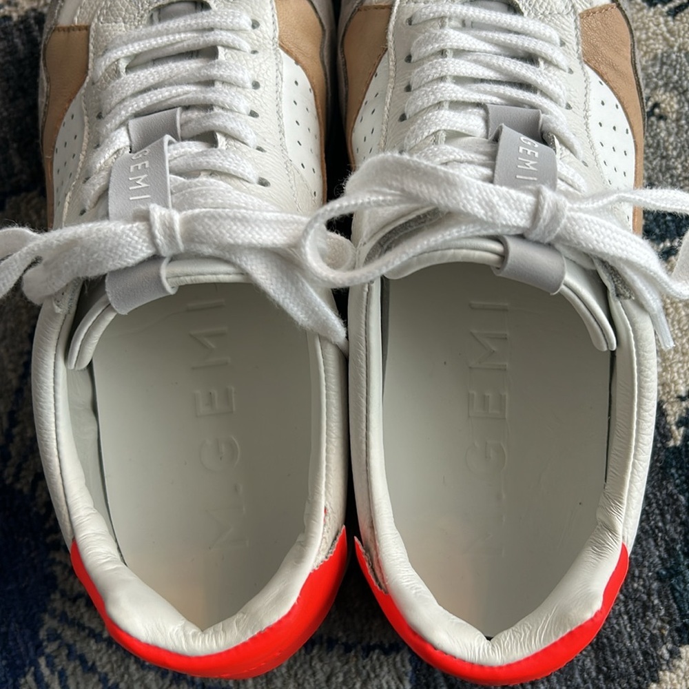 M. Gemi Men's White, Gray, Neon Orange Sneakers - Picture 4 of 7